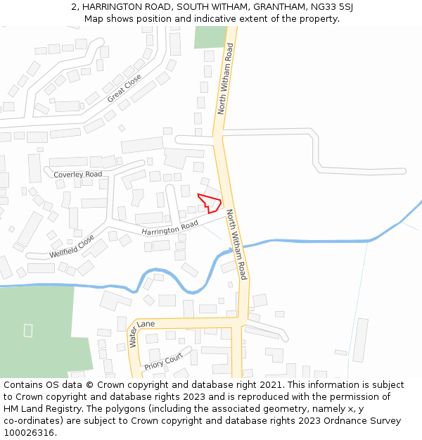 2, HARRINGTON ROAD, SOUTH WITHAM, GRANTHAM, NG33 5SJ: Location map and indicative extent of plot