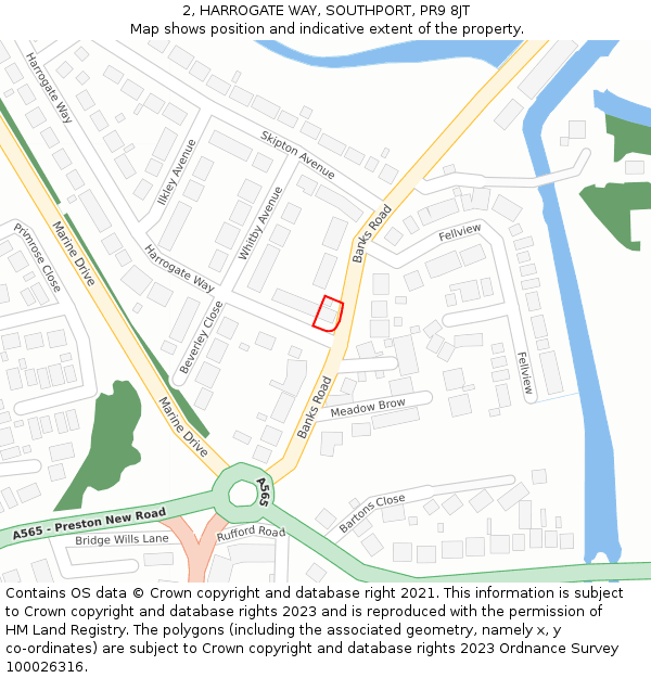 2, HARROGATE WAY, SOUTHPORT, PR9 8JT: Location map and indicative extent of plot