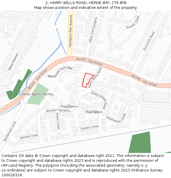 2, HARRY WELLS ROAD, HERNE BAY, CT6 8FB: Location map and indicative extent of plot