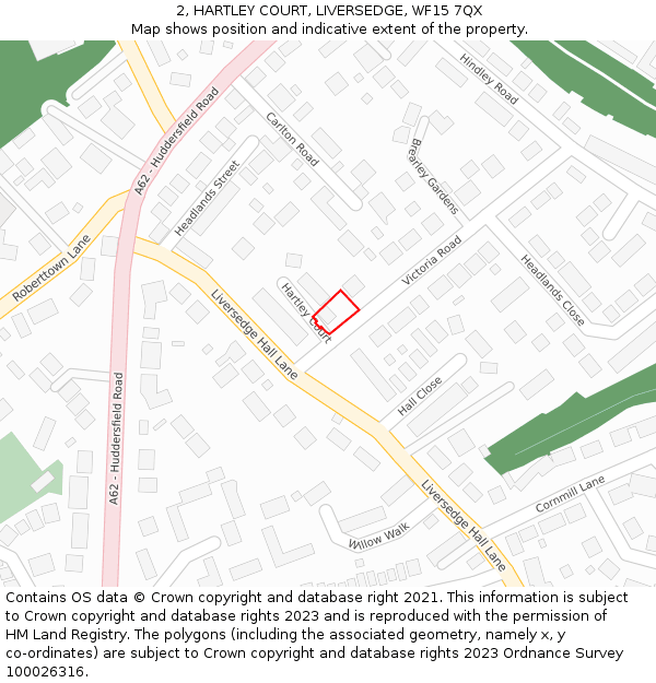 2, HARTLEY COURT, LIVERSEDGE, WF15 7QX: Location map and indicative extent of plot