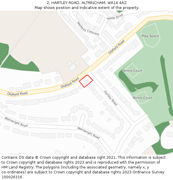 2, HARTLEY ROAD, ALTRINCHAM, WA14 4AZ: Location map and indicative extent of plot
