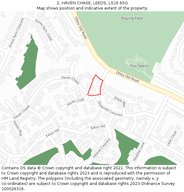 2, HAVEN CHASE, LEEDS, LS16 6SG: Location map and indicative extent of plot
