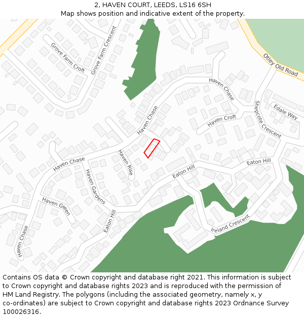 2, HAVEN COURT, LEEDS, LS16 6SH: Location map and indicative extent of plot