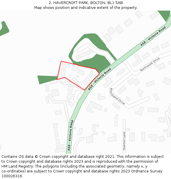 2, HAVERCROFT PARK, BOLTON, BL1 5AB: Location map and indicative extent of plot