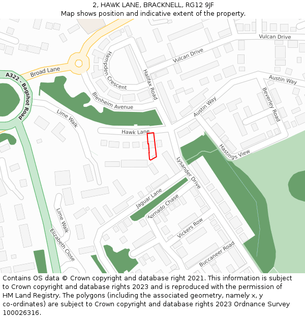 2, HAWK LANE, BRACKNELL, RG12 9JF: Location map and indicative extent of plot