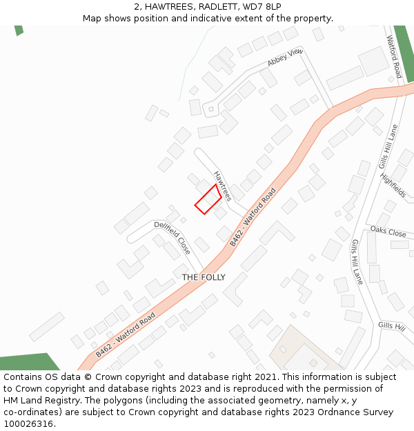 2, HAWTREES, RADLETT, WD7 8LP: Location map and indicative extent of plot