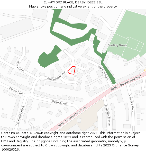 2, HAYFORD PLACE, DERBY, DE22 3SL: Location map and indicative extent of plot
