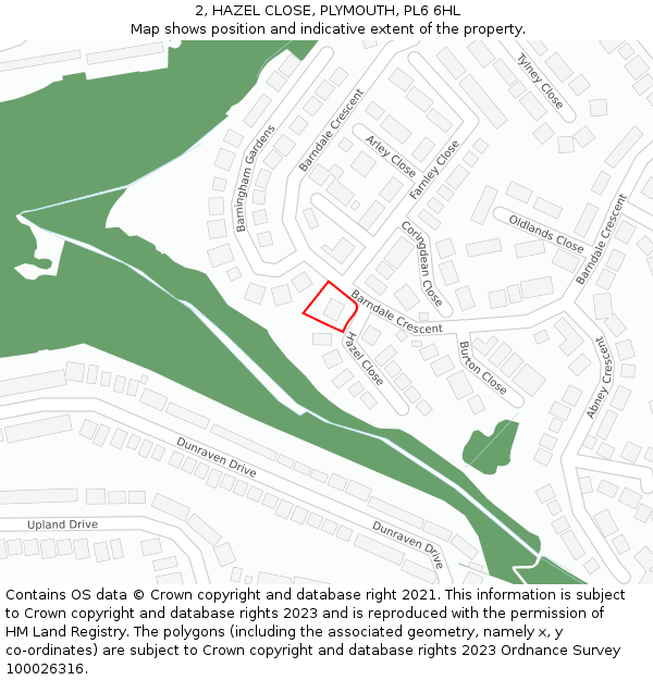 2, HAZEL CLOSE, PLYMOUTH, PL6 6HL: Location map and indicative extent of plot