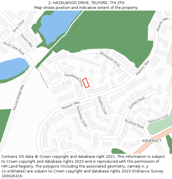 2, HAZELWOOD DRIVE, TELFORD, TF4 3TN: Location map and indicative extent of plot