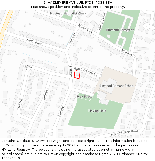 2, HAZLEMERE AVENUE, RYDE, PO33 3SA: Location map and indicative extent of plot