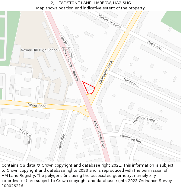 2, HEADSTONE LANE, HARROW, HA2 6HG: Location map and indicative extent of plot