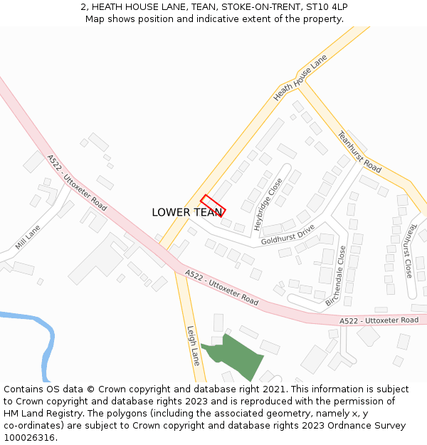 2, HEATH HOUSE LANE, TEAN, STOKE-ON-TRENT, ST10 4LP: Location map and indicative extent of plot