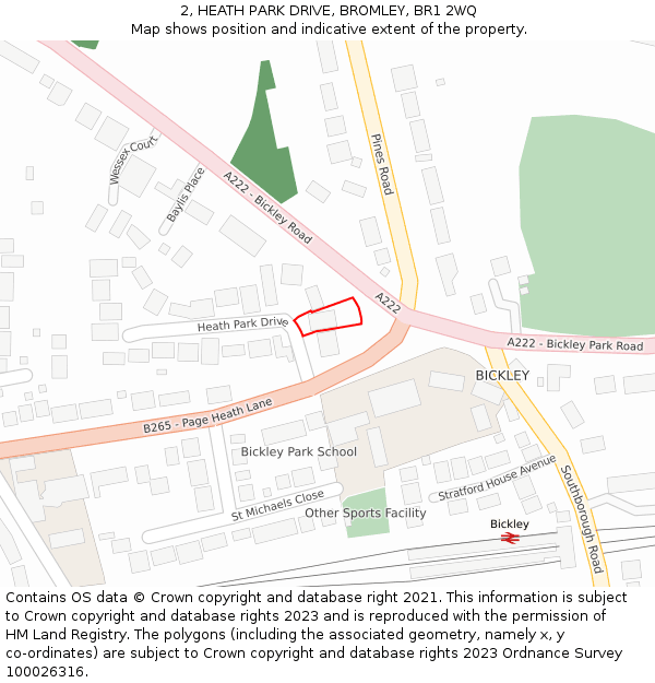 2, HEATH PARK DRIVE, BROMLEY, BR1 2WQ: Location map and indicative extent of plot