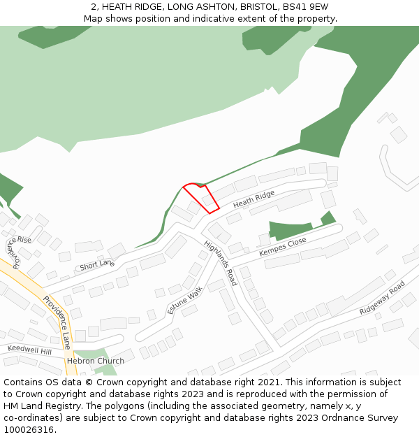 2, HEATH RIDGE, LONG ASHTON, BRISTOL, BS41 9EW: Location map and indicative extent of plot