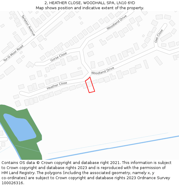 2, HEATHER CLOSE, WOODHALL SPA, LN10 6YD: Location map and indicative extent of plot