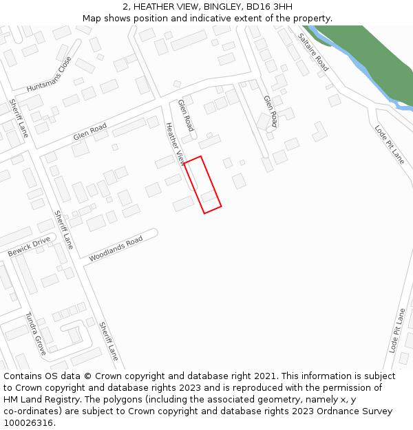 2, HEATHER VIEW, BINGLEY, BD16 3HH: Location map and indicative extent of plot