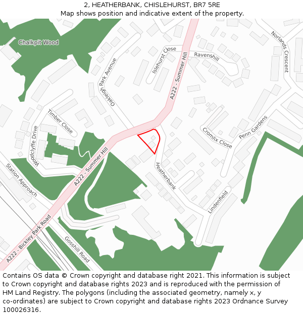 2, HEATHERBANK, CHISLEHURST, BR7 5RE: Location map and indicative extent of plot