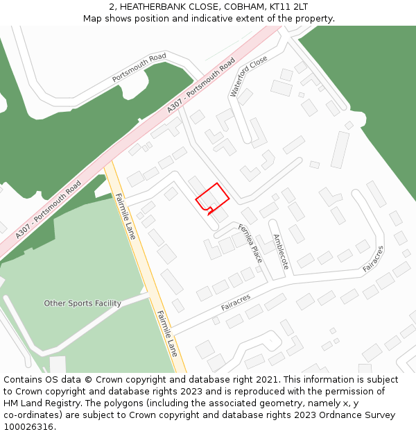 2, HEATHERBANK CLOSE, COBHAM, KT11 2LT: Location map and indicative extent of plot