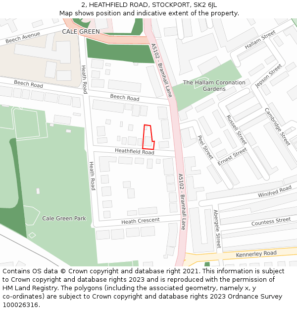 2, HEATHFIELD ROAD, STOCKPORT, SK2 6JL: Location map and indicative extent of plot