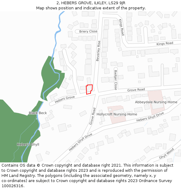 2, HEBERS GROVE, ILKLEY, LS29 9JR: Location map and indicative extent of plot