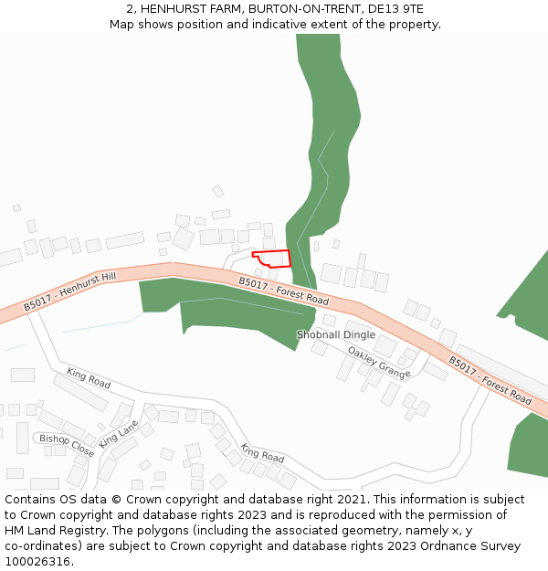2, HENHURST FARM, BURTON-ON-TRENT, DE13 9TE: Location map and indicative extent of plot