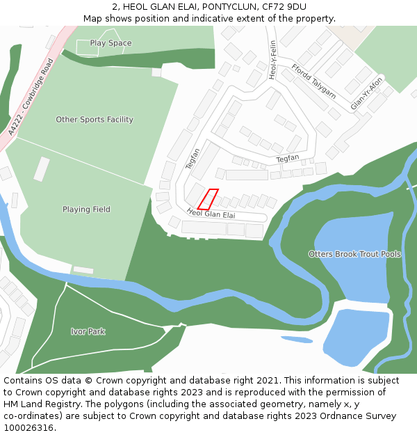 2, HEOL GLAN ELAI, PONTYCLUN, CF72 9DU: Location map and indicative extent of plot