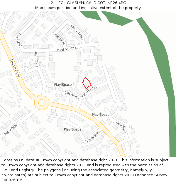 2, HEOL GLASLYN, CALDICOT, NP26 4PG: Location map and indicative extent of plot