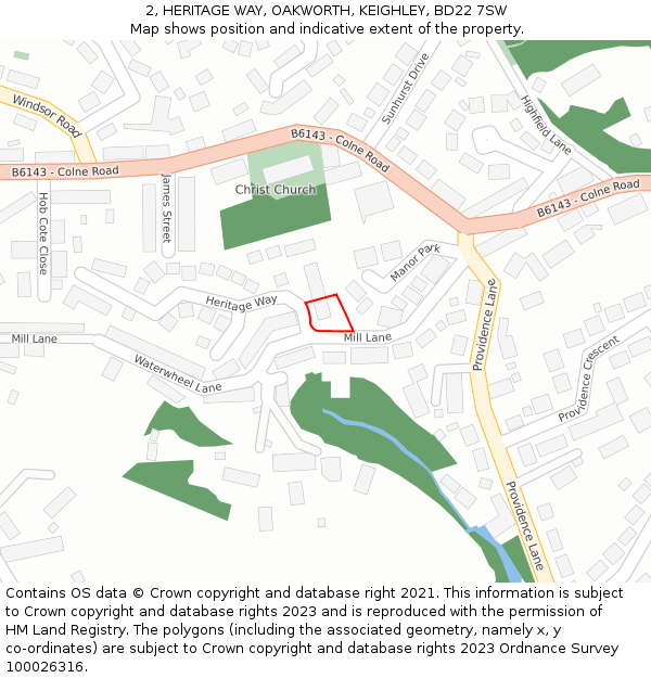 2, HERITAGE WAY, OAKWORTH, KEIGHLEY, BD22 7SW: Location map and indicative extent of plot