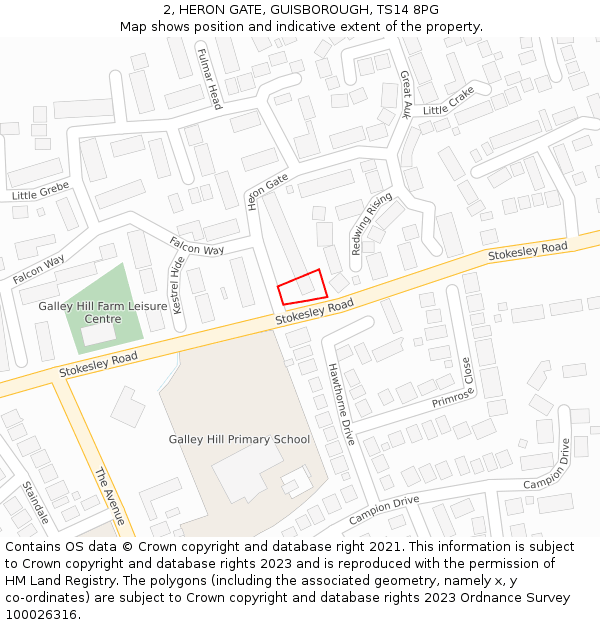 2, HERON GATE, GUISBOROUGH, TS14 8PG: Location map and indicative extent of plot