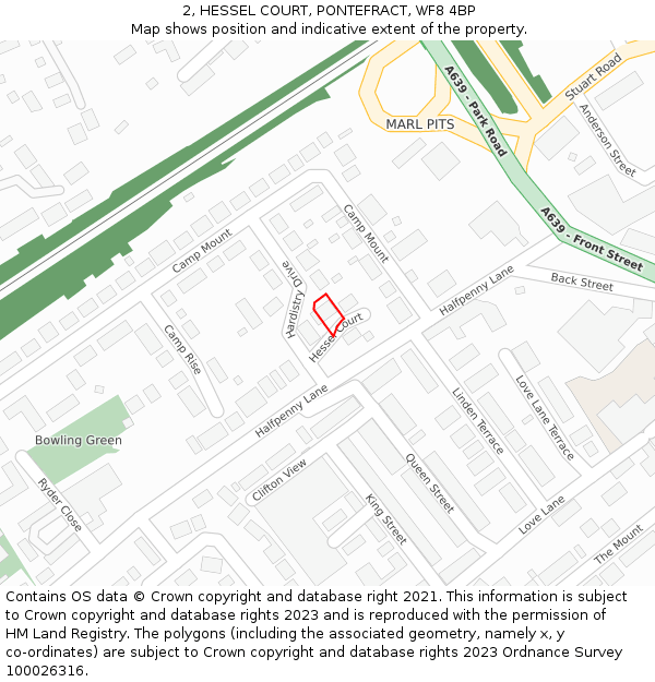 2, HESSEL COURT, PONTEFRACT, WF8 4BP: Location map and indicative extent of plot