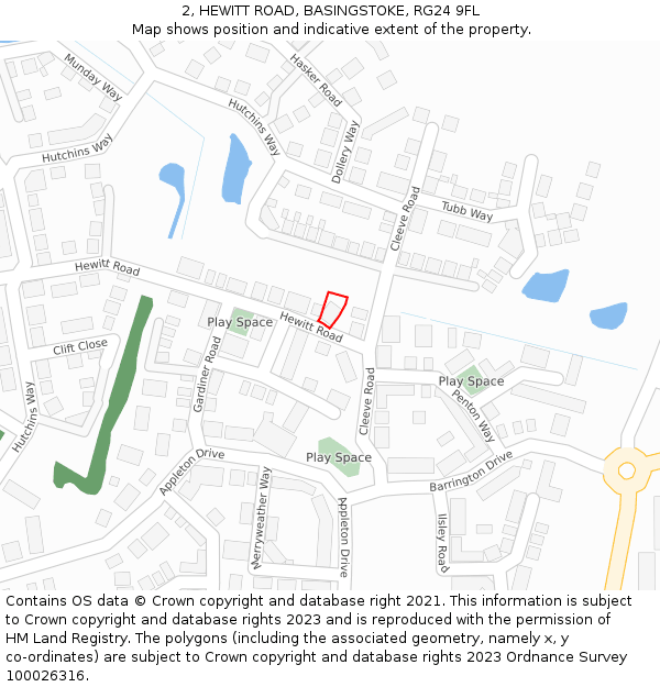 2, HEWITT ROAD, BASINGSTOKE, RG24 9FL: Location map and indicative extent of plot