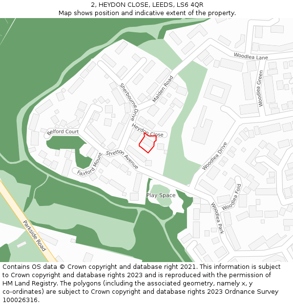 2, HEYDON CLOSE, LEEDS, LS6 4QR: Location map and indicative extent of plot