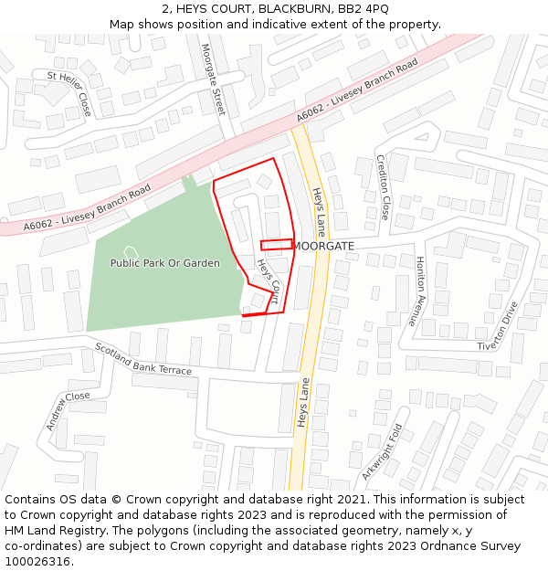 2, HEYS COURT, BLACKBURN, BB2 4PQ: Location map and indicative extent of plot