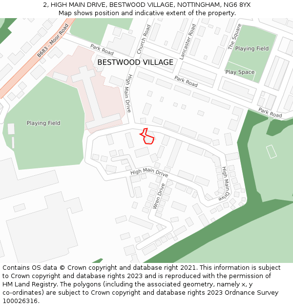 2, HIGH MAIN DRIVE, BESTWOOD VILLAGE, NOTTINGHAM, NG6 8YX: Location map and indicative extent of plot
