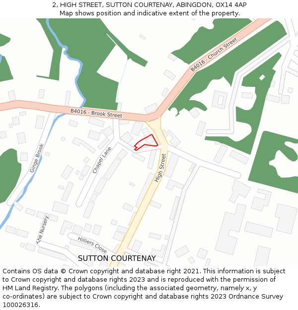 2, HIGH STREET, SUTTON COURTENAY, ABINGDON, OX14 4AP: Location map and indicative extent of plot