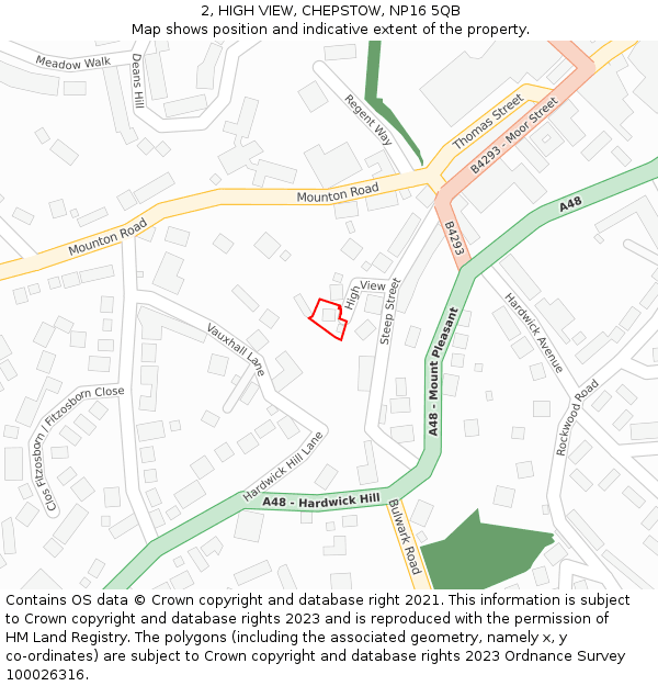 2, HIGH VIEW, CHEPSTOW, NP16 5QB: Location map and indicative extent of plot