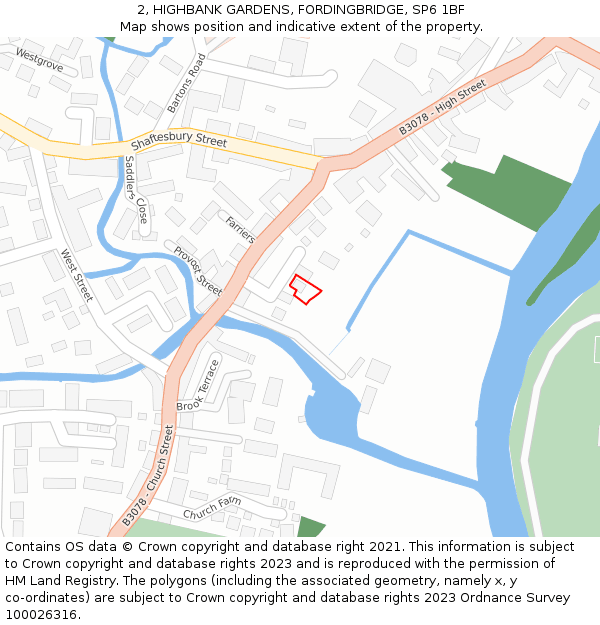 2, HIGHBANK GARDENS, FORDINGBRIDGE, SP6 1BF: Location map and indicative extent of plot