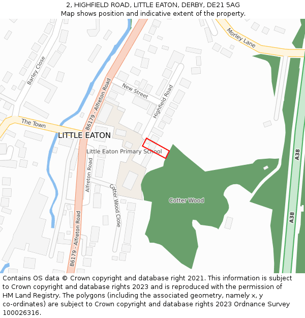 2, HIGHFIELD ROAD, LITTLE EATON, DERBY, DE21 5AG: Location map and indicative extent of plot