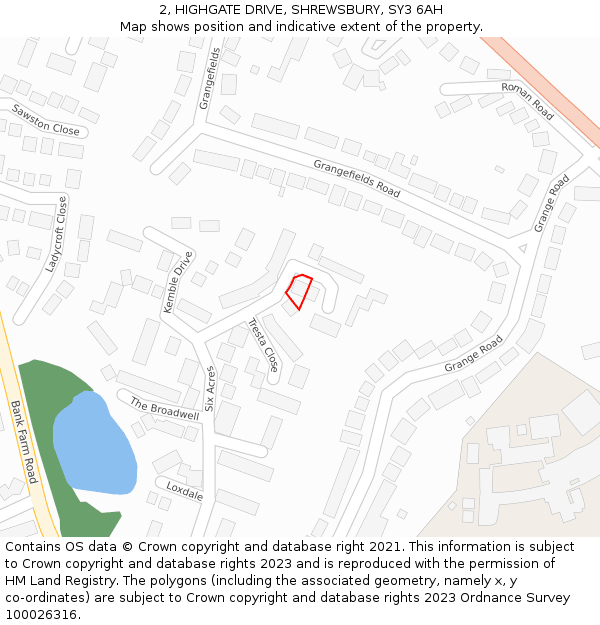 2, HIGHGATE DRIVE, SHREWSBURY, SY3 6AH: Location map and indicative extent of plot