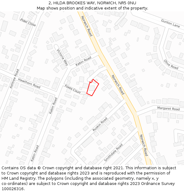 2, HILDA BROOKES WAY, NORWICH, NR5 0NU: Location map and indicative extent of plot