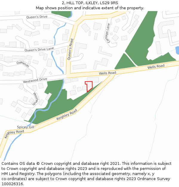 2, HILL TOP, ILKLEY, LS29 9RS: Location map and indicative extent of plot