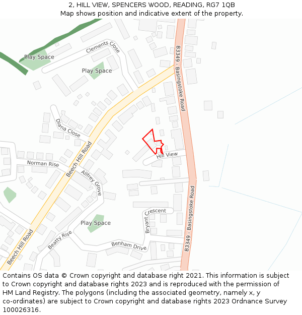 2, HILL VIEW, SPENCERS WOOD, READING, RG7 1QB: Location map and indicative extent of plot