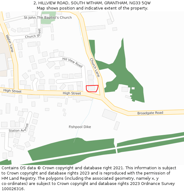 2, HILLVIEW ROAD, SOUTH WITHAM, GRANTHAM, NG33 5QW: Location map and indicative extent of plot