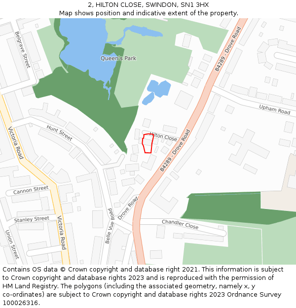2, HILTON CLOSE, SWINDON, SN1 3HX: Location map and indicative extent of plot