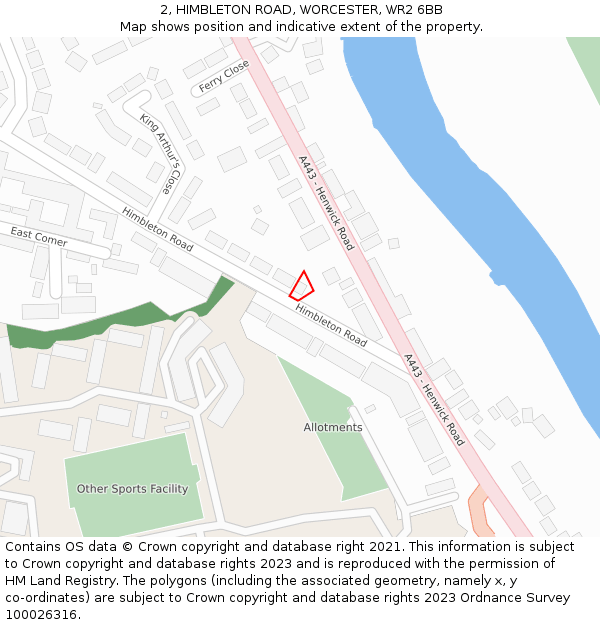 2, HIMBLETON ROAD, WORCESTER, WR2 6BB: Location map and indicative extent of plot