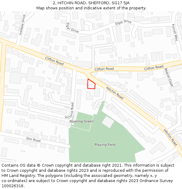 2, HITCHIN ROAD, SHEFFORD, SG17 5JA: Location map and indicative extent of plot