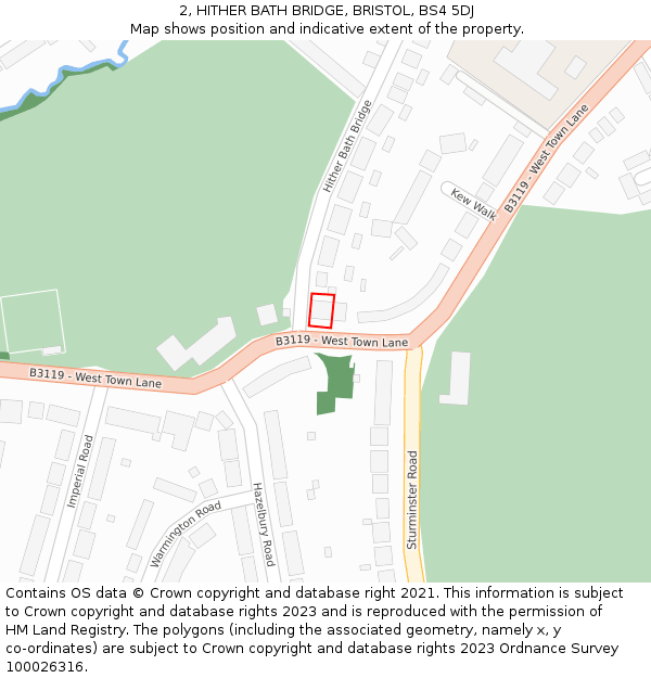 2, HITHER BATH BRIDGE, BRISTOL, BS4 5DJ: Location map and indicative extent of plot