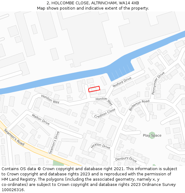2, HOLCOMBE CLOSE, ALTRINCHAM, WA14 4XB: Location map and indicative extent of plot