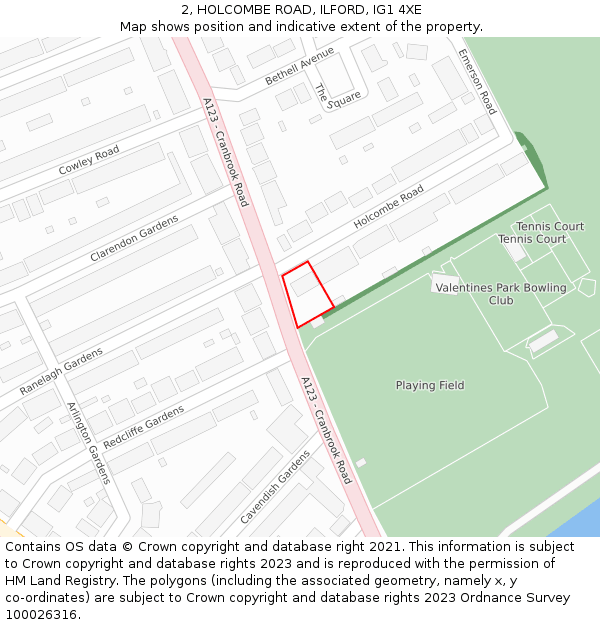 2, HOLCOMBE ROAD, ILFORD, IG1 4XE: Location map and indicative extent of plot