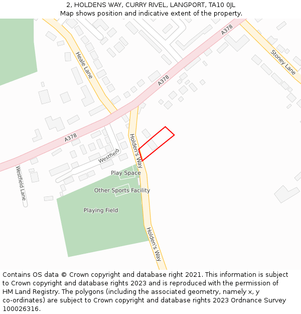 2, HOLDENS WAY, CURRY RIVEL, LANGPORT, TA10 0JL: Location map and indicative extent of plot